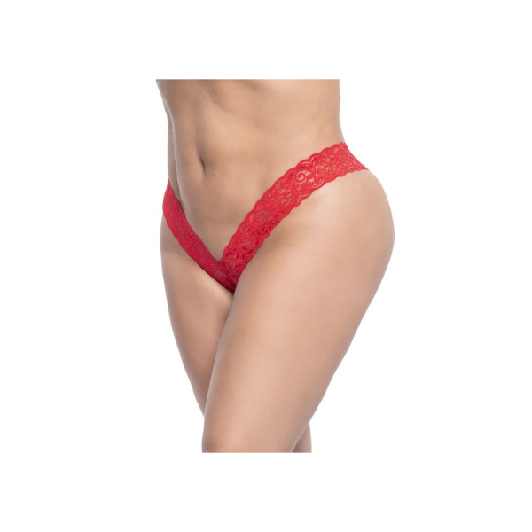 String brésilien rouge en dentelle grande taille 